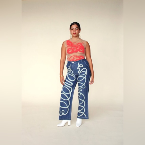 TYLER MCGILLIVARY Loopy Wide Leg Denim Jeans - Picture 2 of 6